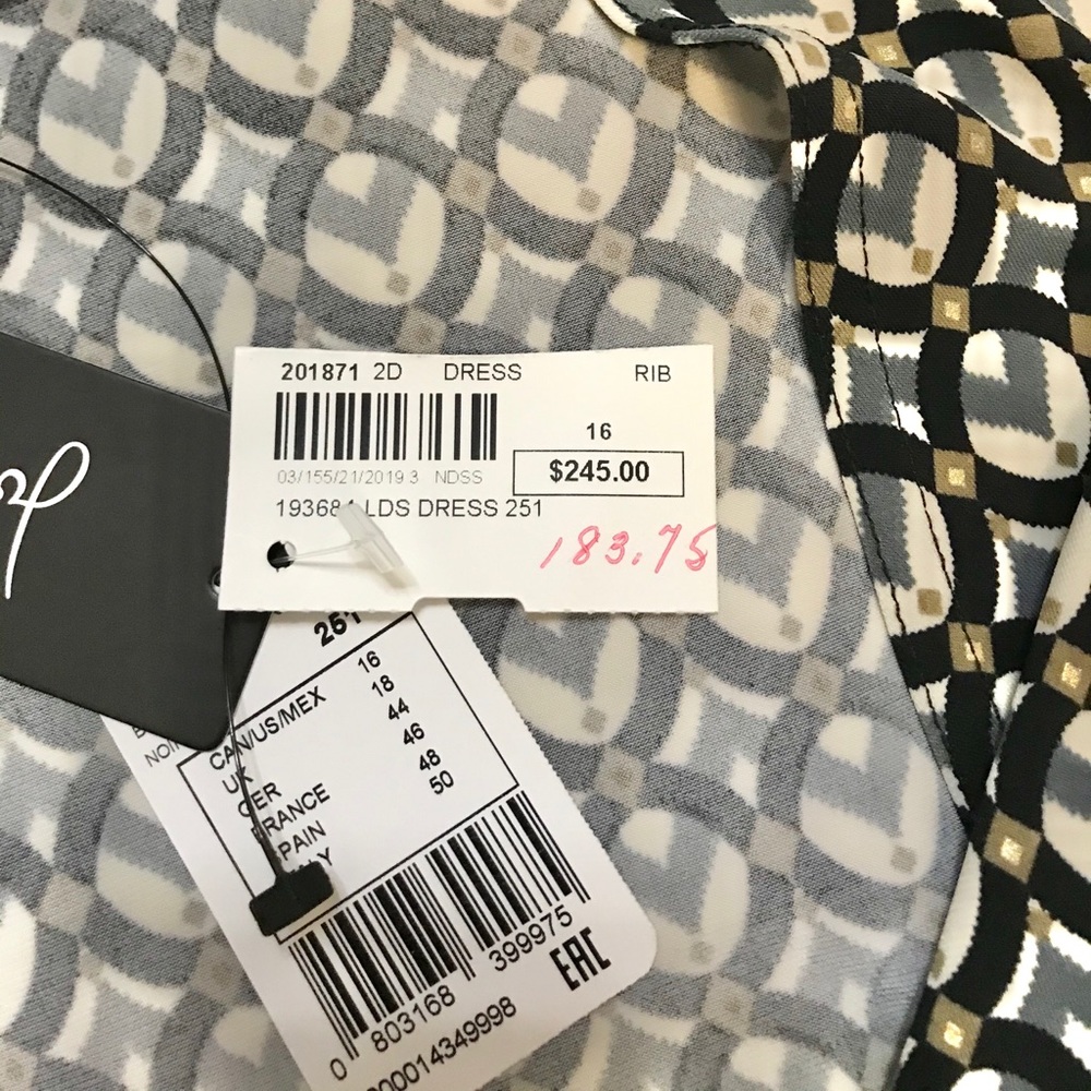 Joseph Ribkoff midi dress print design women sz 12 - Picture 3 of 6